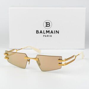 Balmain Women Sunglasses Titanium Gold Brown Geometric FIXE BPS-123D-54